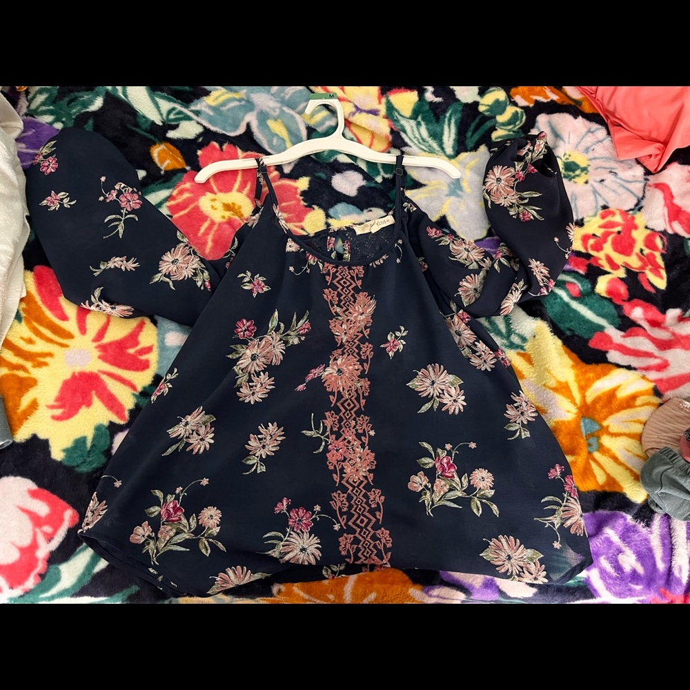 Blue with flowers blouse